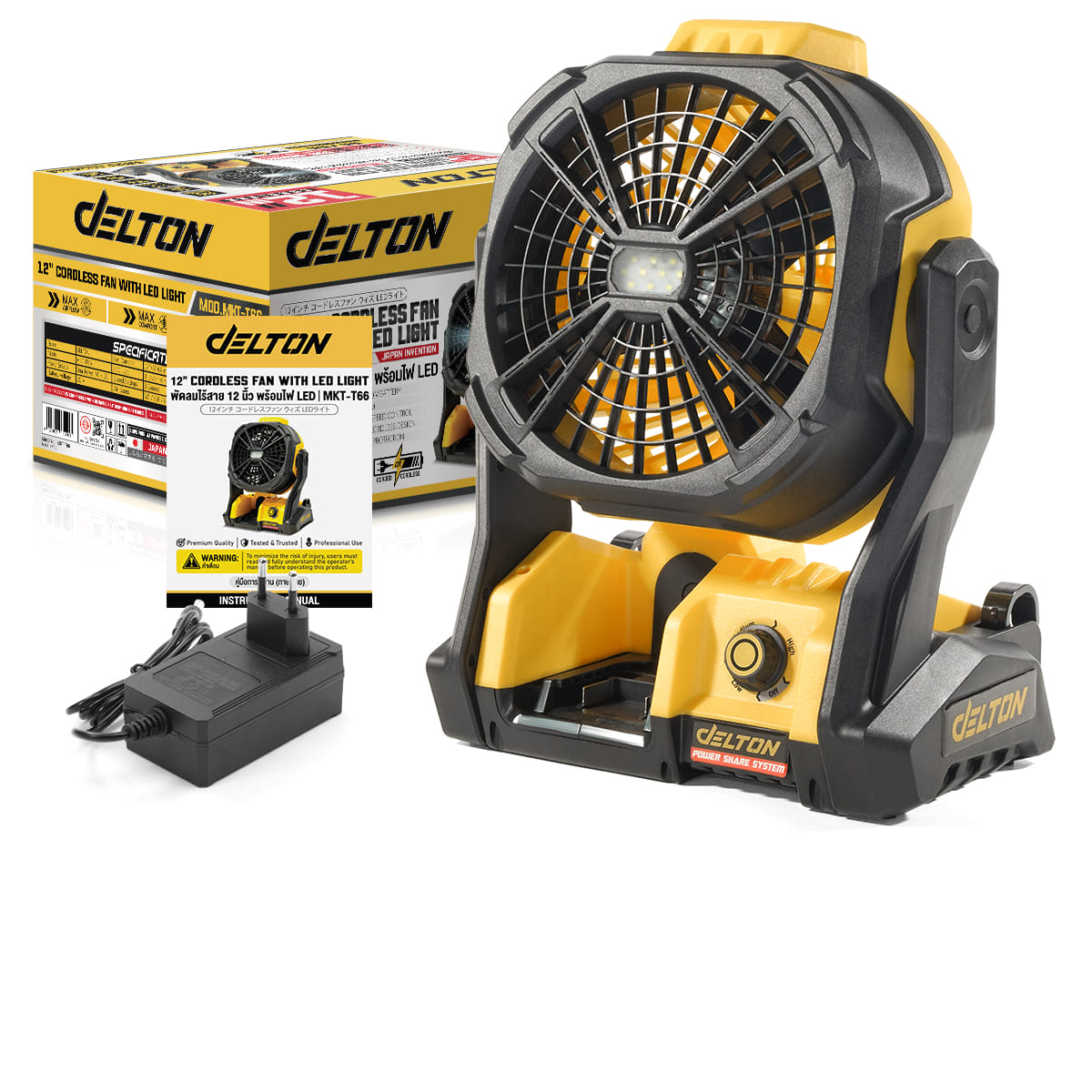 พัดลมไร้สาย 12 นิ้ว (เฉพาะเครื่องเปล่า) DELTON รุ่น MKT-T66 20V_1